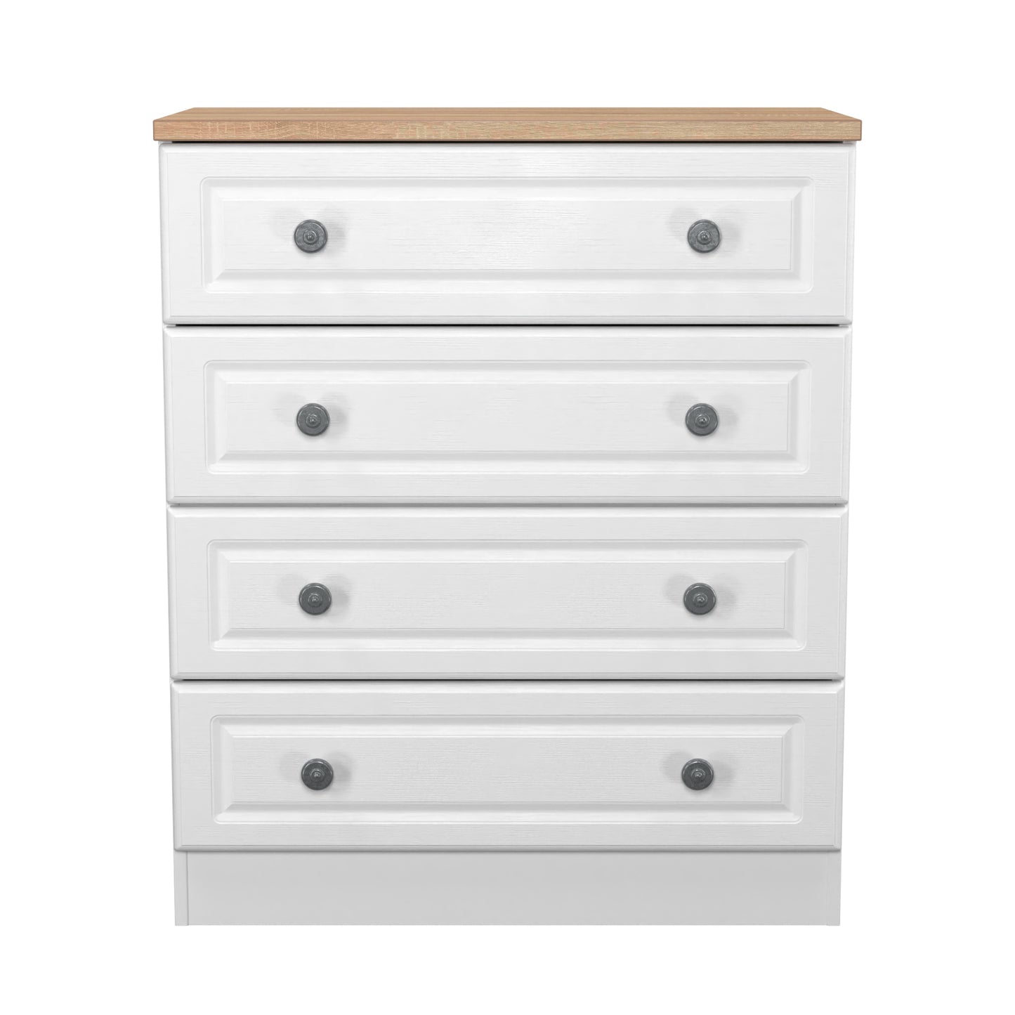 Norfolk Chest of Drawers White & Light Oak 4 Drawers 74cm
