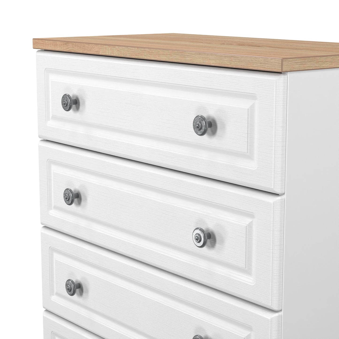 Norfolk Chest of Drawers White & Light Oak 4 Drawers 74cm