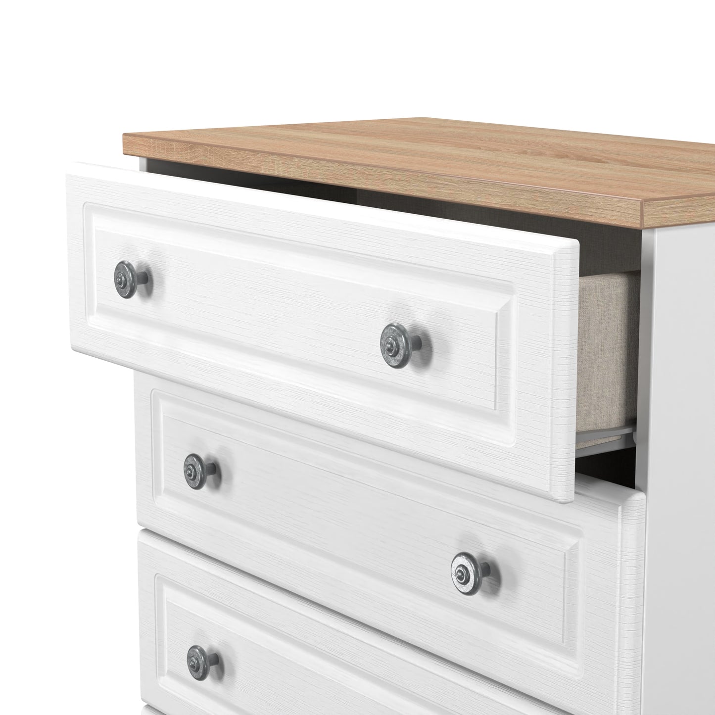 Norfolk Chest of Drawers White & Light Oak 4 Drawers 74cm