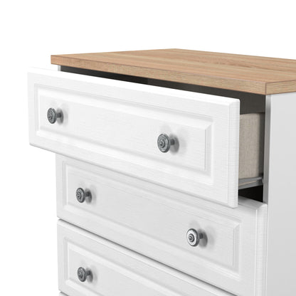 Norfolk Chest of Drawers White & Light Oak 4 Drawers 74cm