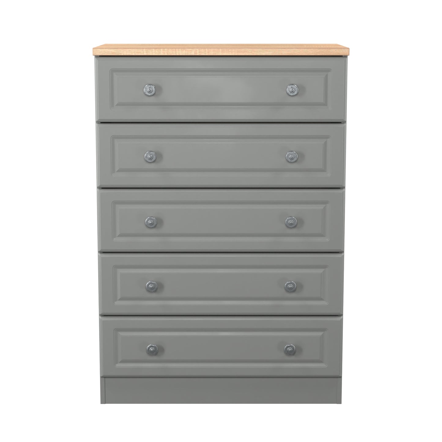 Norfolk Tall Chest of Drawers Grey & Light Oak 5 Drawers 74cm