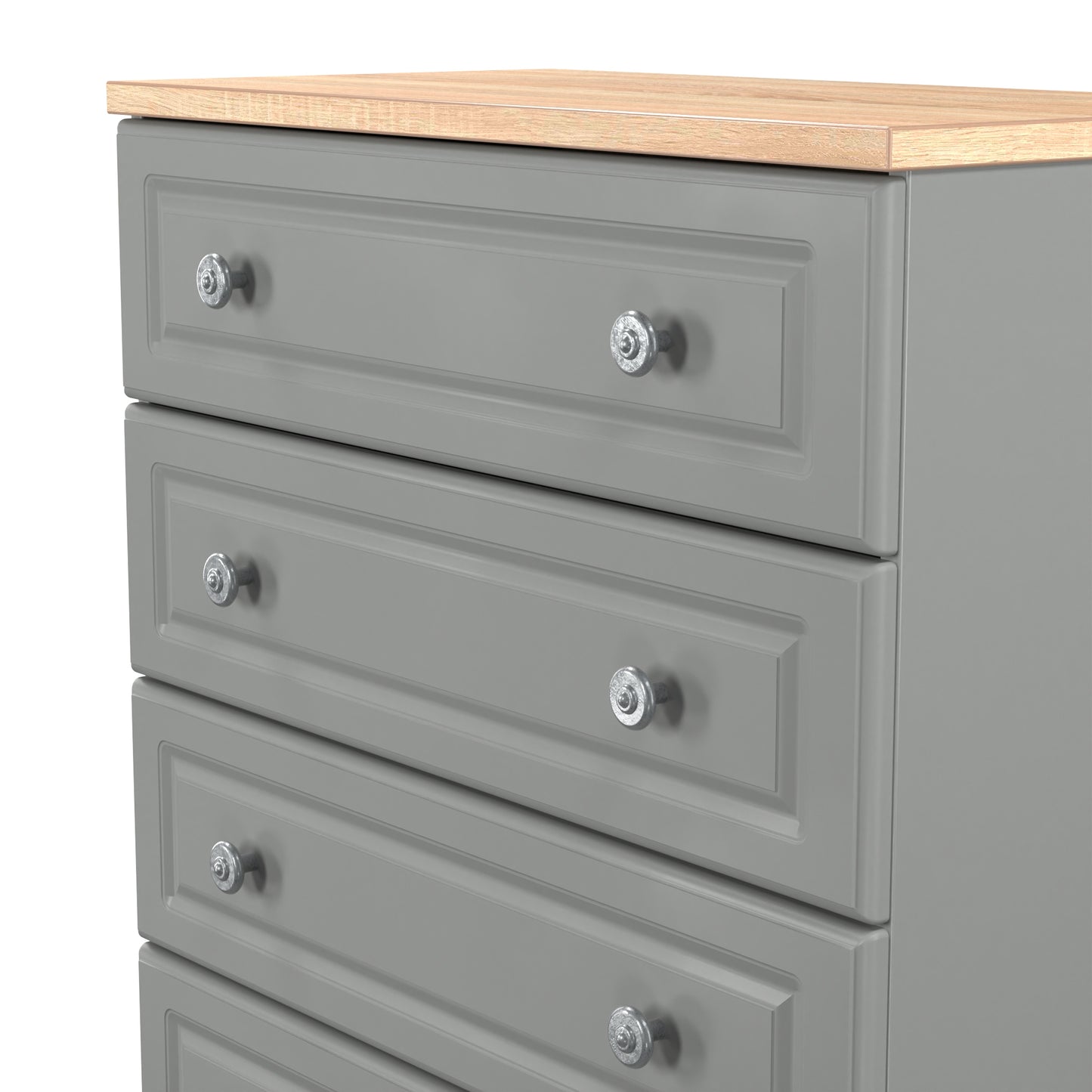 Norfolk Tall Chest of Drawers Grey & Light Oak 5 Drawers 74cm