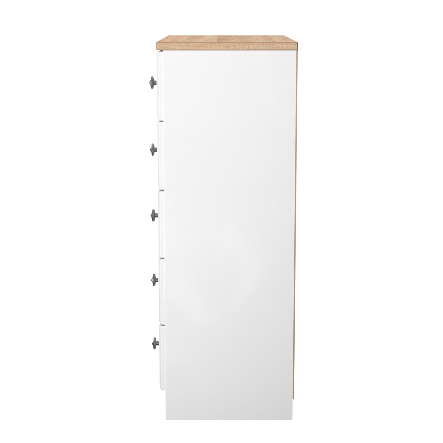 Norfolk Tall Chest of Drawers White & Light Oak 5 Drawers 74cm