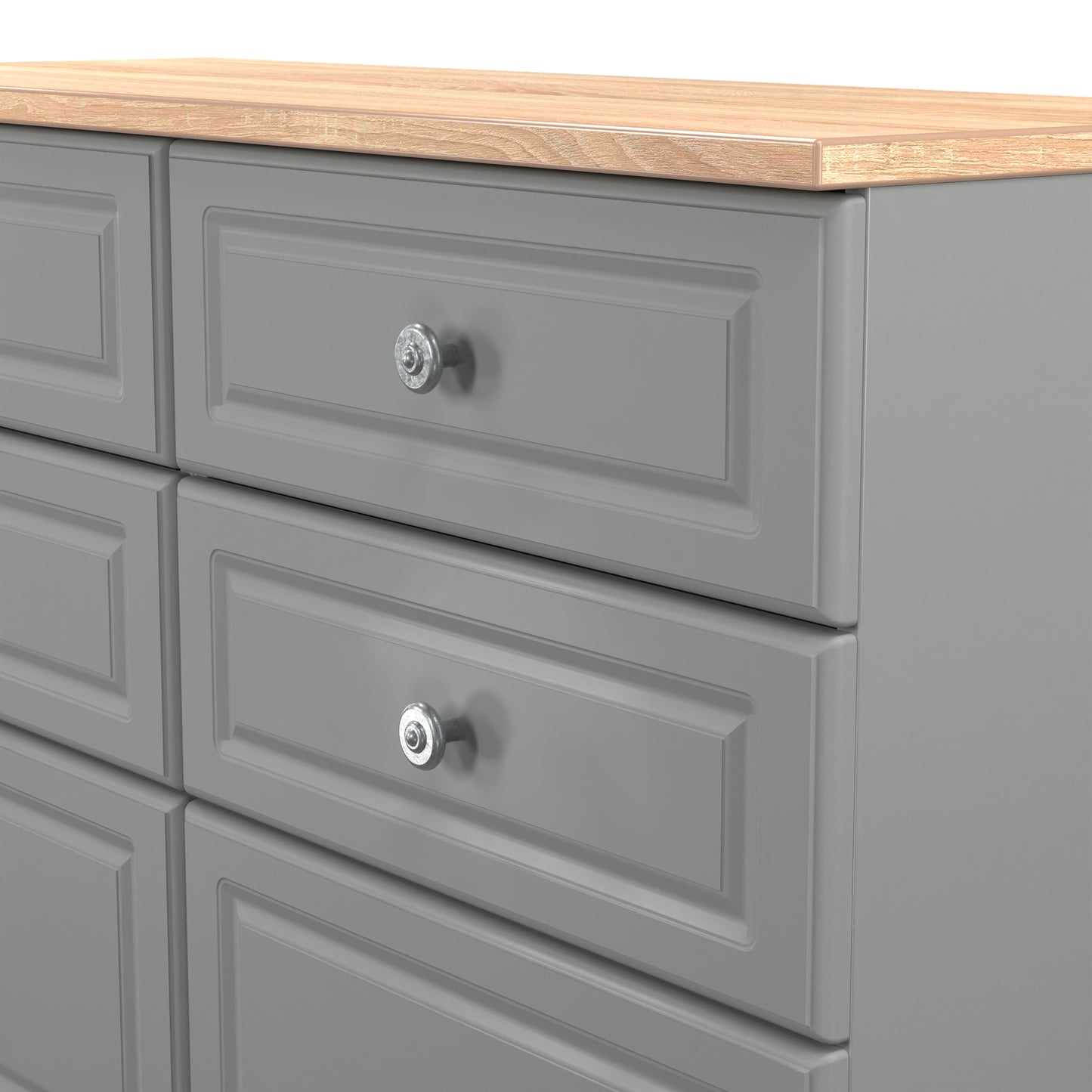 Norfolk Large Chest of Drawers Grey & Light Oak 6 Drawers 110cm
