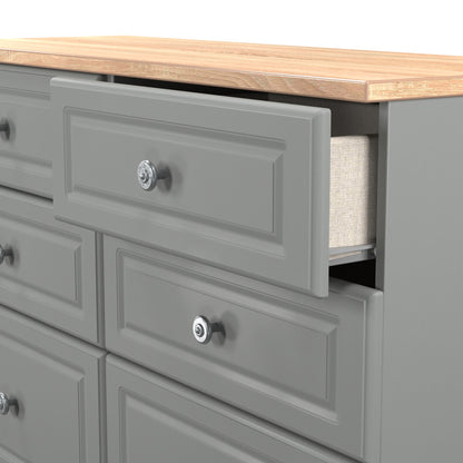 Norfolk Large Chest of Drawers Grey & Light Oak 6 Drawers 110cm
