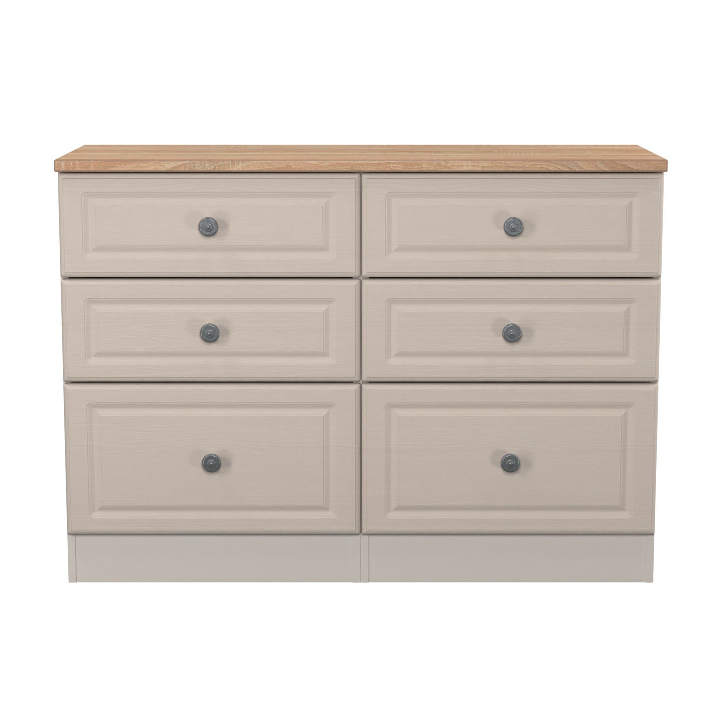 Norfolk Large Chest of Drawers Off-white & Light Oak 6 Drawers 110cm
