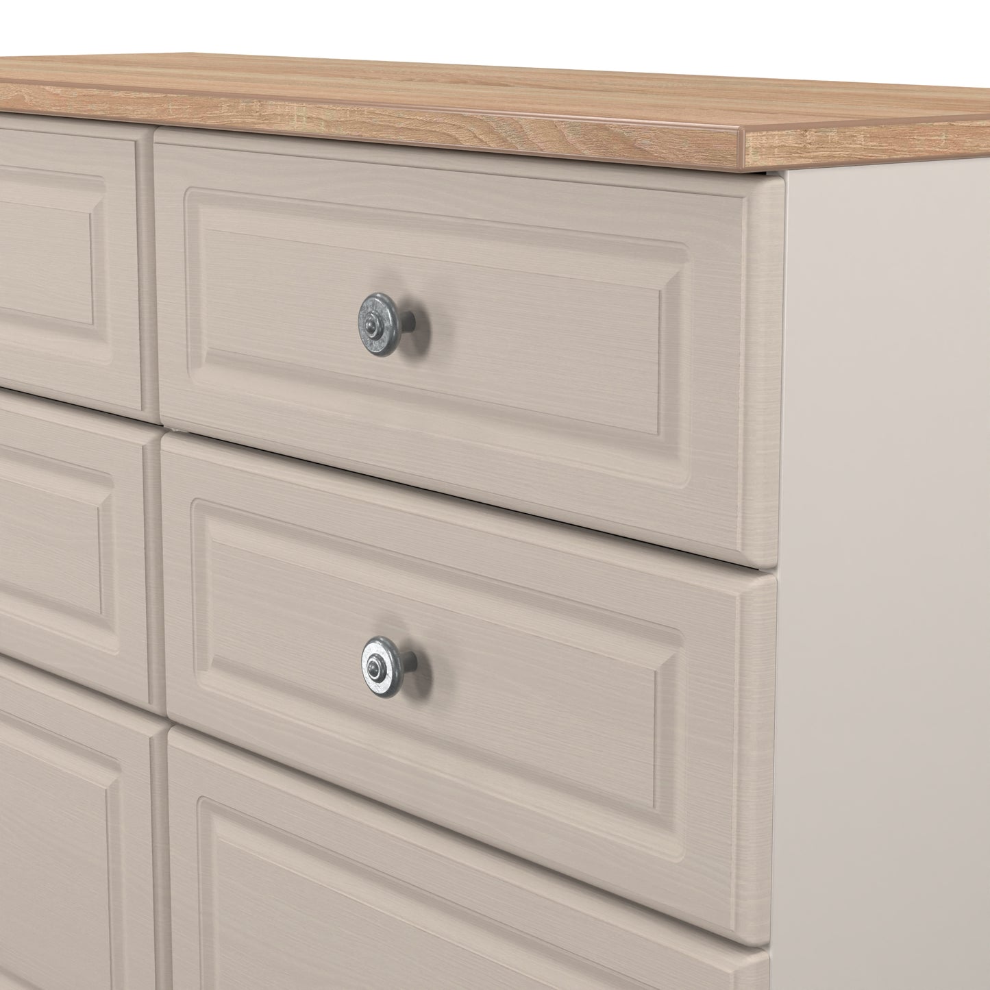 Norfolk Large Chest of Drawers Off-white & Light Oak 6 Drawers 110cm