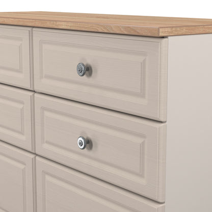 Norfolk Large Chest of Drawers Off-white & Light Oak 6 Drawers 110cm