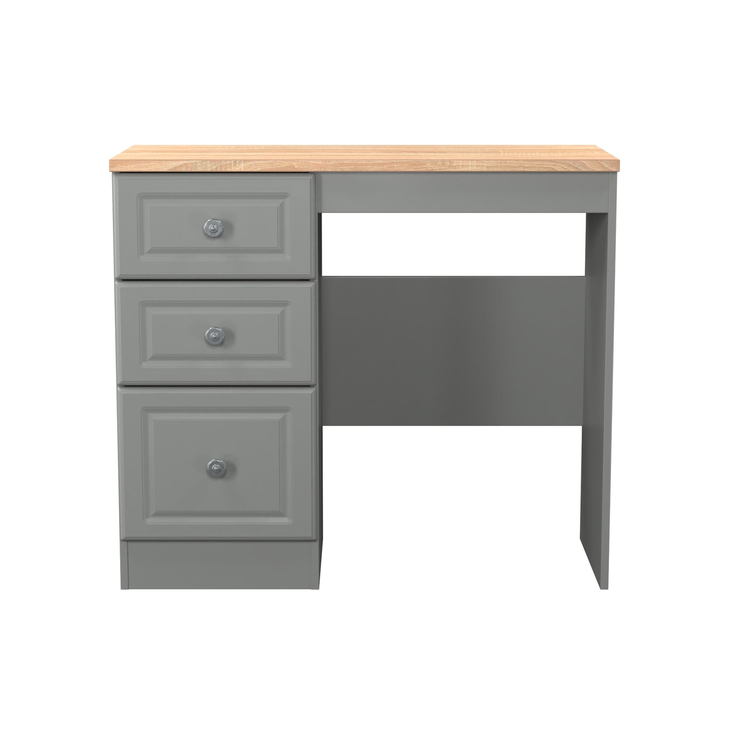 Norfolk Desk Grey & Light Oak 3 Drawers 90cm