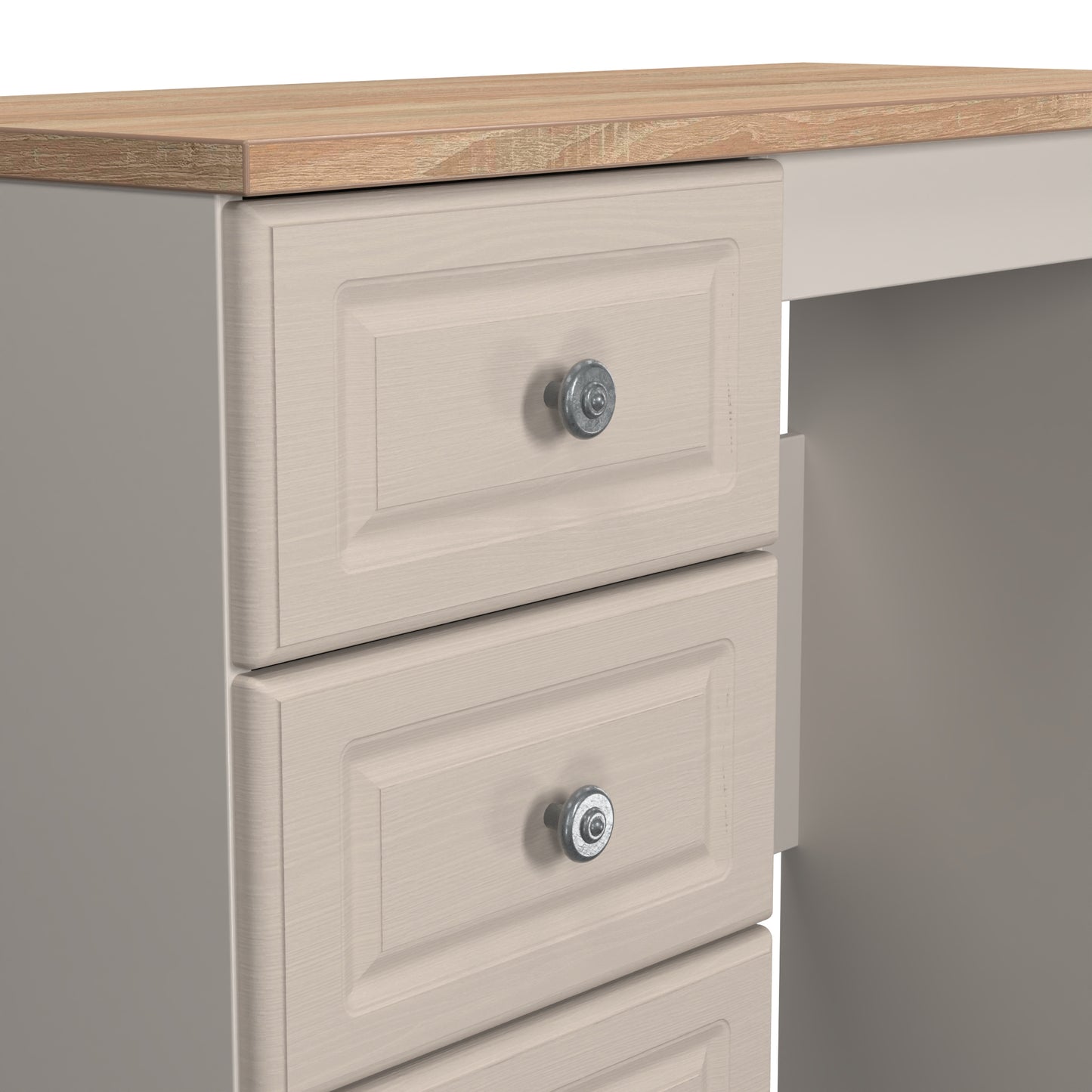 Norfolk Desk Off-white & Light Oak 3 Drawers 90cm
