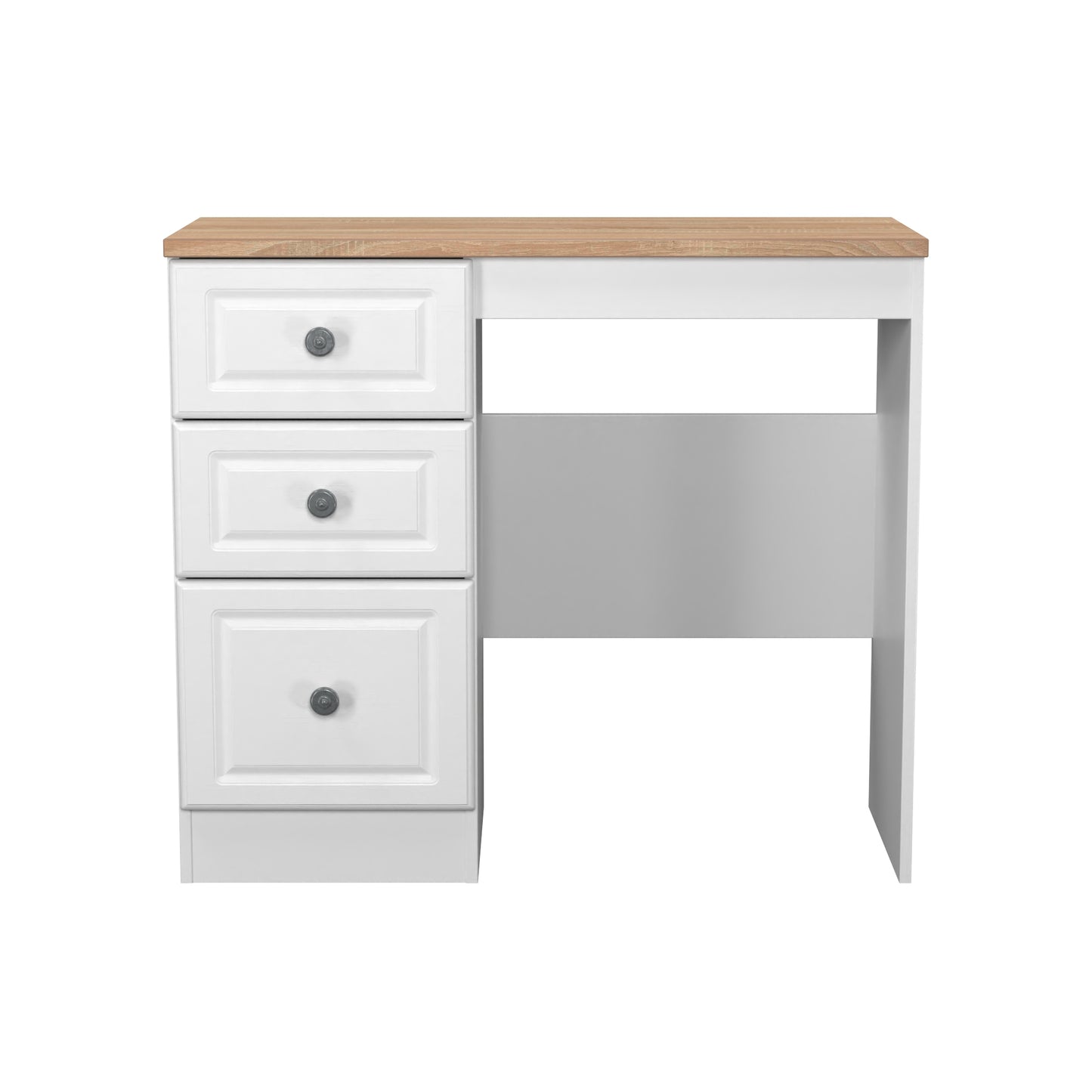 Norfolk Desk White & Light Oak 3 Drawers 90cm