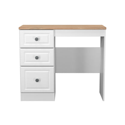 Norfolk Desk White & Light Oak 3 Drawers 90cm