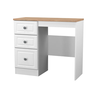 Norfolk Desk White & Light Oak 3 Drawers 90cm