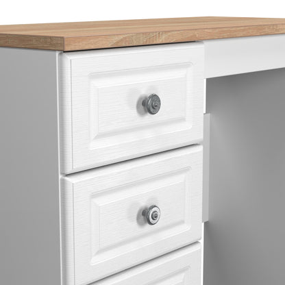 Norfolk Desk White & Light Oak 3 Drawers 90cm