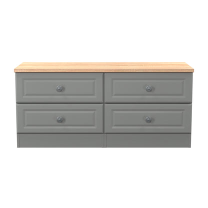 Norfolk Large Chest of Drawers Grey & Light Oak 4 Drawers 110cm