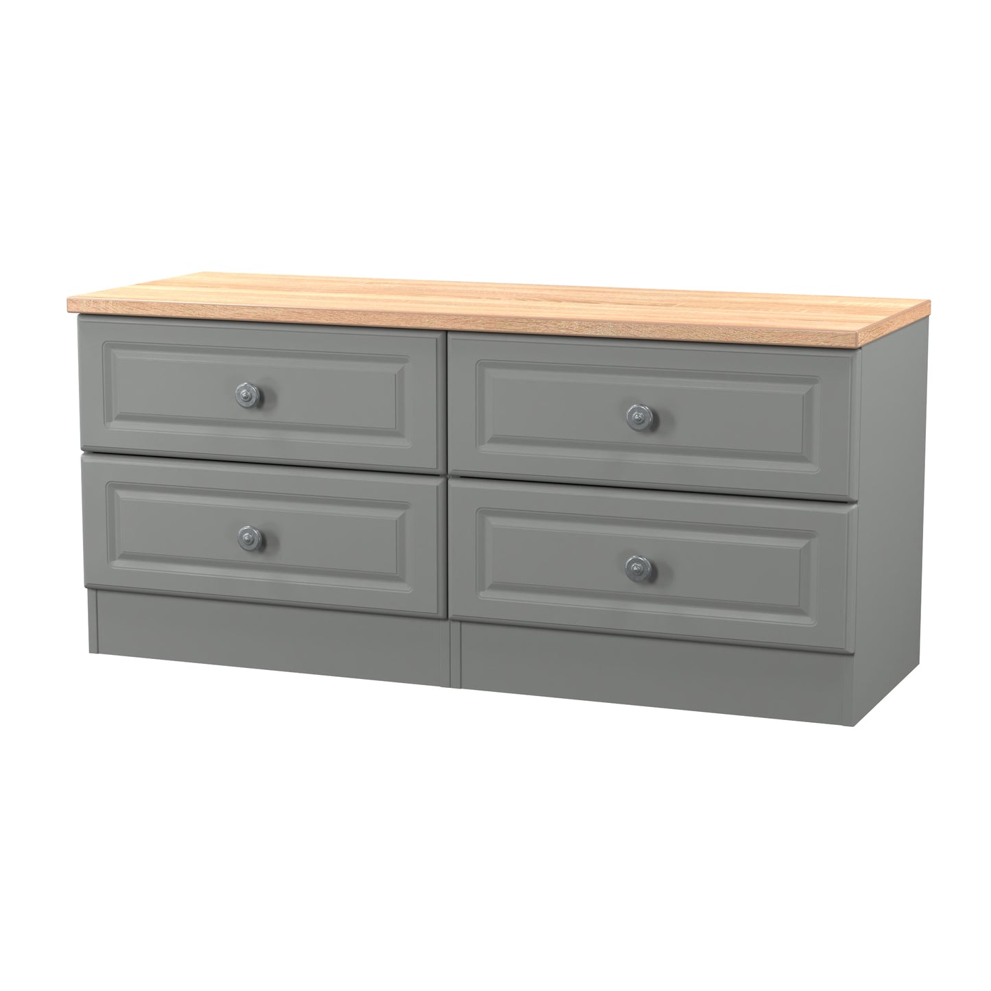 Norfolk Large Chest of Drawers Grey & Light Oak 4 Drawers 110cm