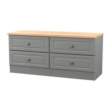 Norfolk Large Chest of Drawers Grey & Light Oak 4 Drawers 110cm