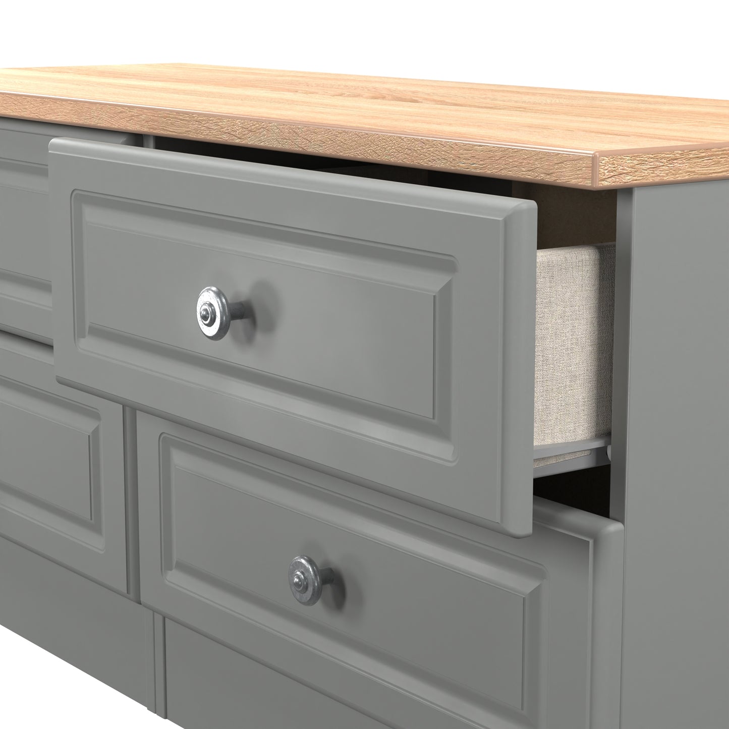 Norfolk Large Chest of Drawers Grey & Light Oak 4 Drawers 110cm