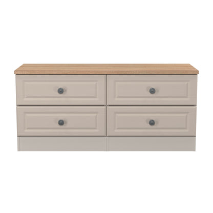 Norfolk Large Chest of Drawers Off-white & Light Oak 4 Drawers 110cm