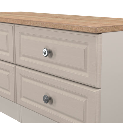 Norfolk Large Chest of Drawers Off-white & Light Oak 4 Drawers 110cm