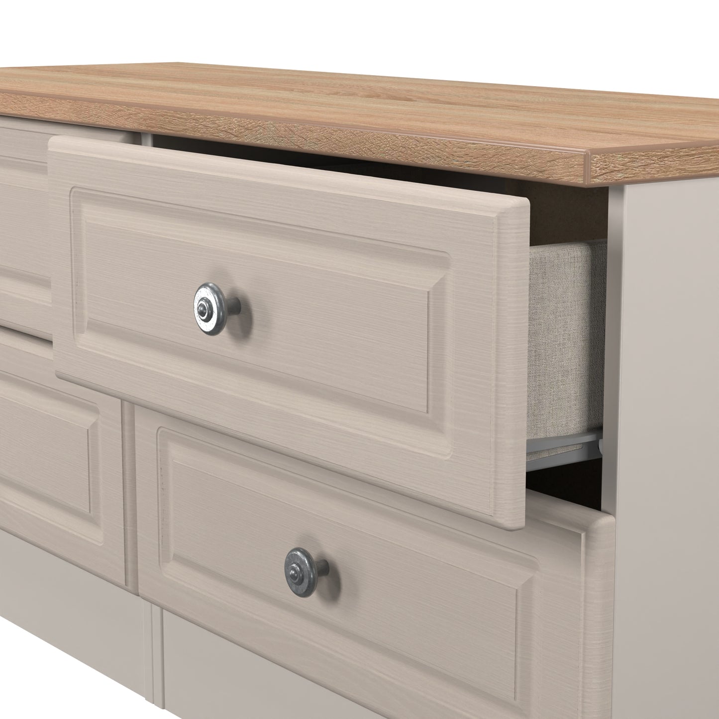 Norfolk Large Chest of Drawers Off-white & Light Oak 4 Drawers 110cm