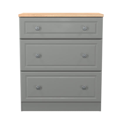 Norfolk Chest of Drawers Grey & Light Oak 3 Drawers 39cm