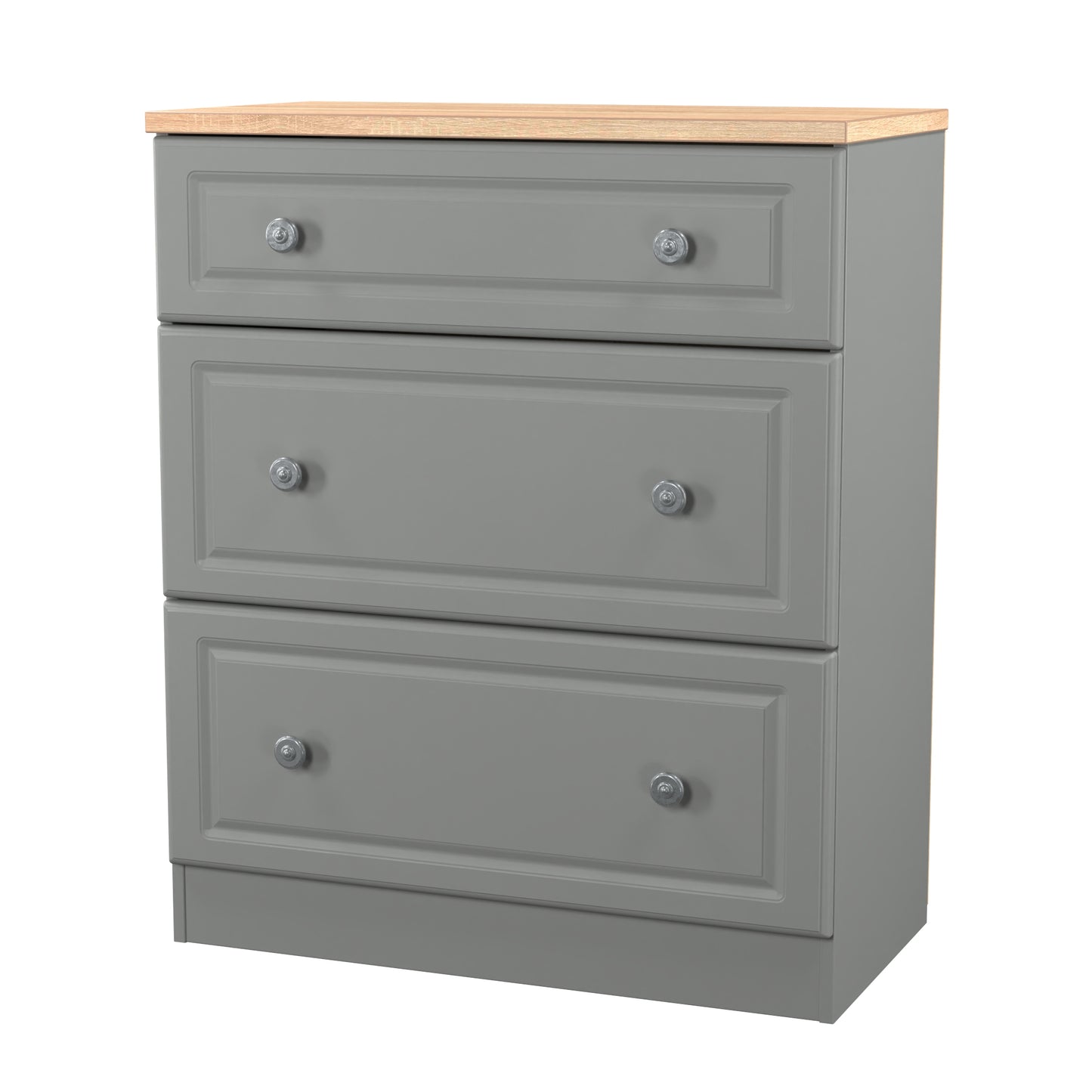 Norfolk Chest of Drawers Grey & Light Oak 3 Drawers 39cm