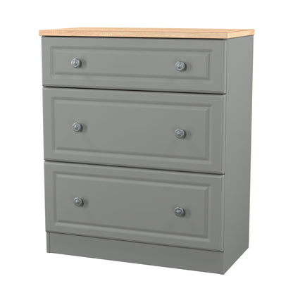 Norfolk Chest of Drawers Grey & Light Oak 3 Drawers 39cm