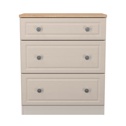 Norfolk Chest of Drawers Off-white & Light Oak 3 Drawers 39cm