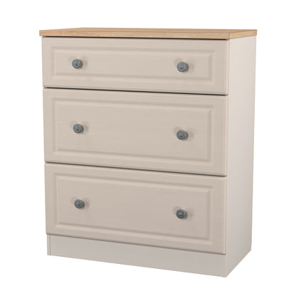 Norfolk Chest of Drawers Off-white & Light Oak 3 Drawers 39cm