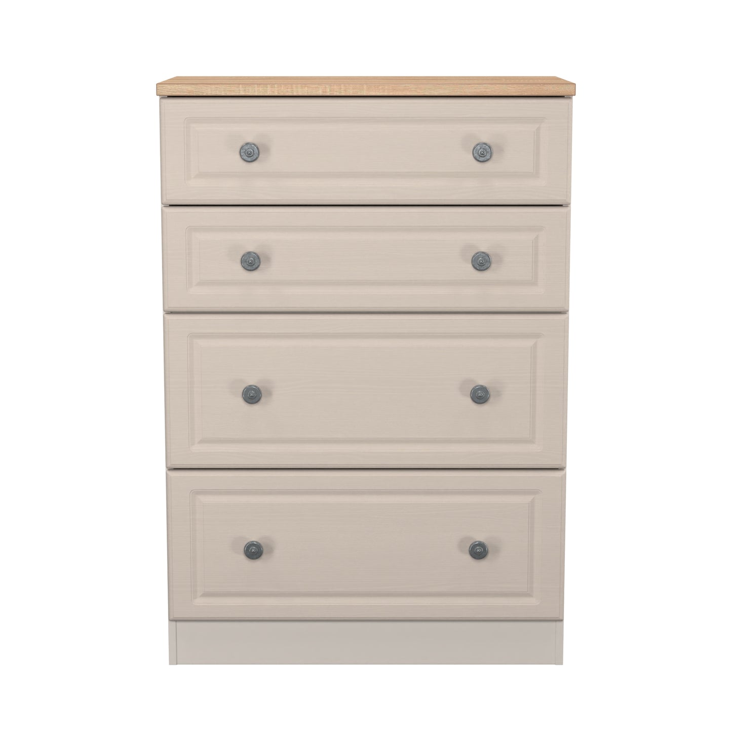 Norfolk Tall Chest of Drawers Off-white & Light Oak 4 Drawers 74cm