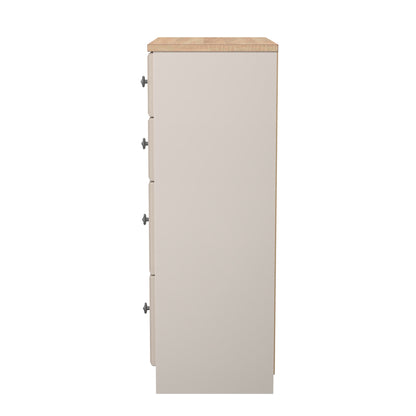 Norfolk Tall Chest of Drawers Off-white & Light Oak 4 Drawers 74cm