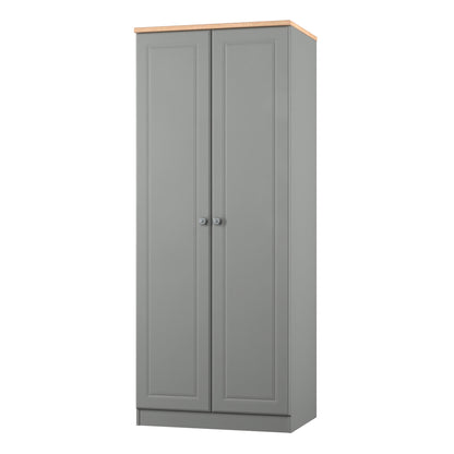 Norfolk Tall Wardrobe Grey & Light Oak 1 Shelf 74cm