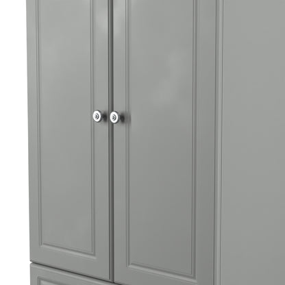 Norfolk Tall Wardrobe Grey & Light Oak 2 Drawers 74cm