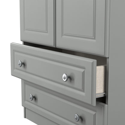 Norfolk Tall Wardrobe Grey & Light Oak 2 Drawers 74cm