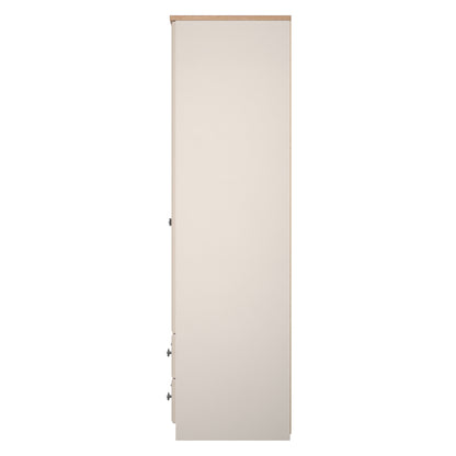Norfolk Tall Wardrobe Off-white & Light Oak 2 Drawers 74cm