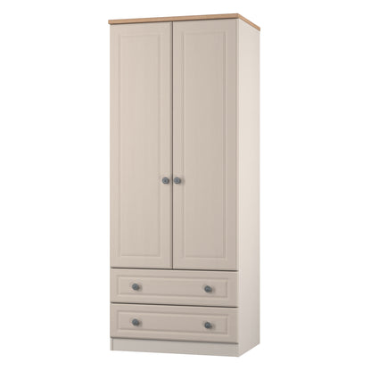 Norfolk Tall Wardrobe Off-white & Light Oak 2 Drawers 74cm