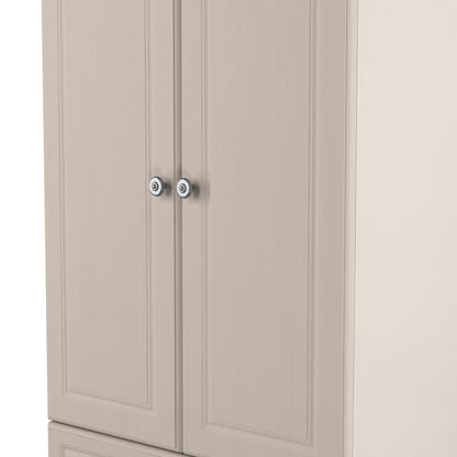 Norfolk Tall Wardrobe Off-white & Light Oak 2 Drawers 74cm
