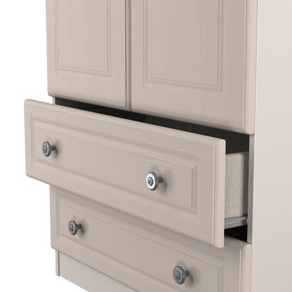 Norfolk Tall Wardrobe Off-white & Light Oak 2 Drawers 74cm