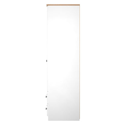 Norfolk Tall Wardrobe White & Light Oak 2 Drawers 74cm