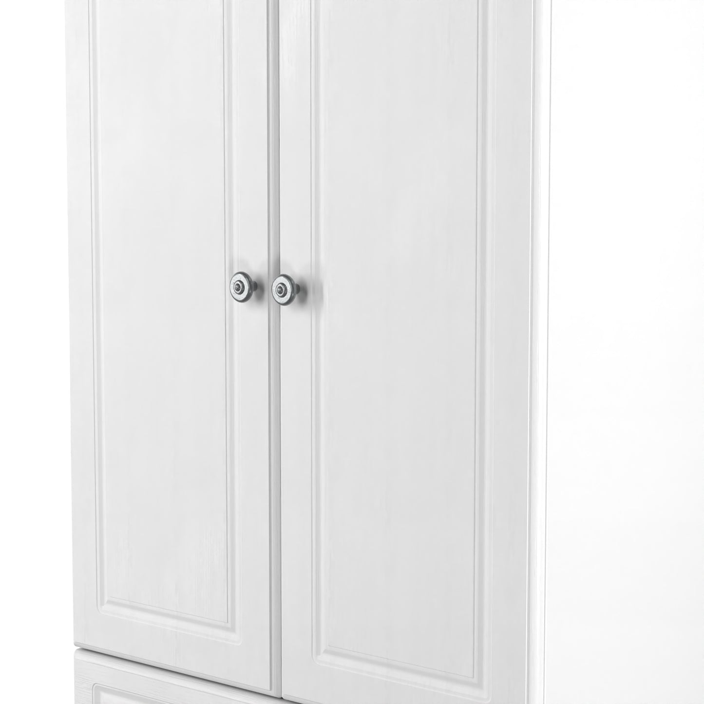 Norfolk Tall Wardrobe White & Light Oak 2 Drawers 74cm
