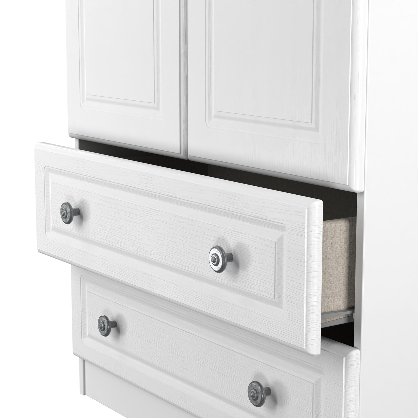 Norfolk Tall Wardrobe White & Light Oak 2 Drawers 74cm