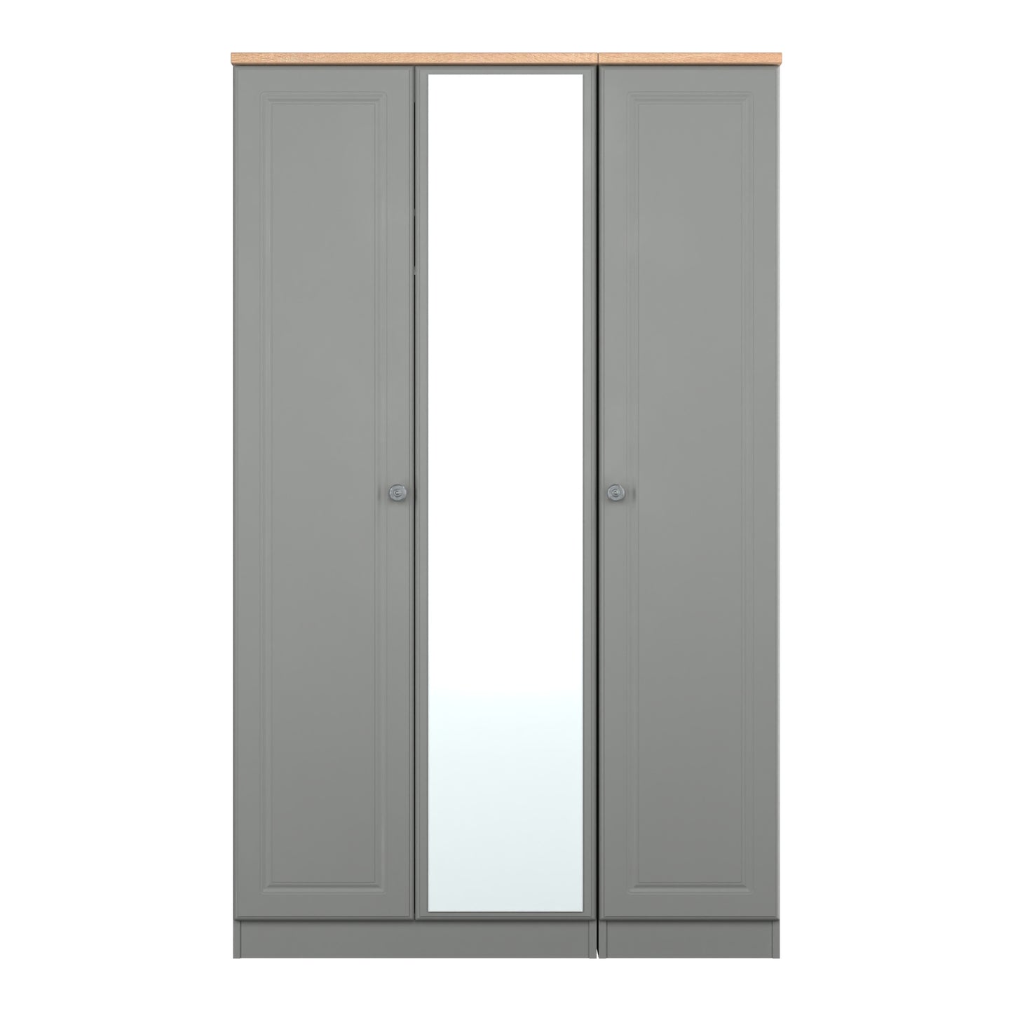 Norfolk Tall Mirror Wardrobe Grey & Light Oak 1 Shelf 111cm