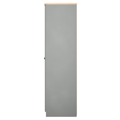 Norfolk Tall Mirror Wardrobe Grey & Light Oak 1 Shelf 111cm