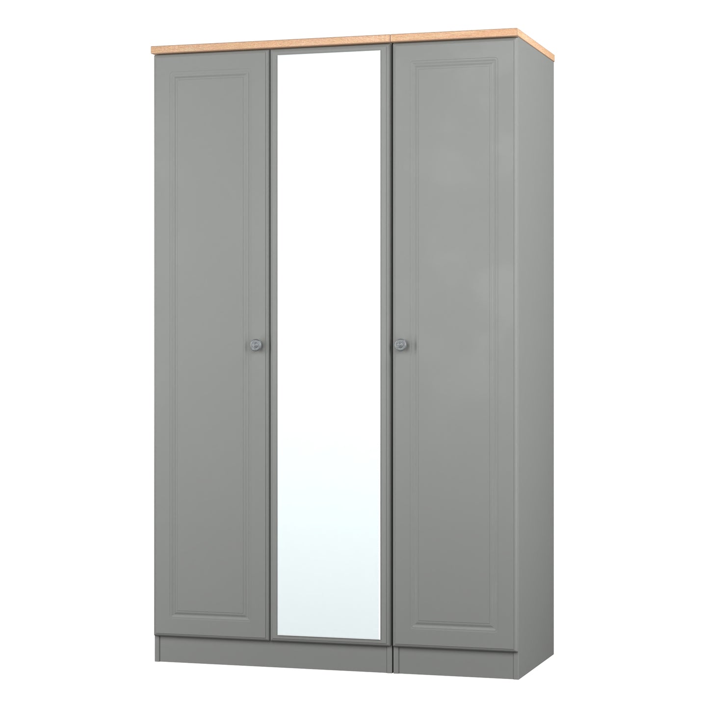 Norfolk Tall Mirror Wardrobe Grey & Light Oak 1 Shelf 111cm