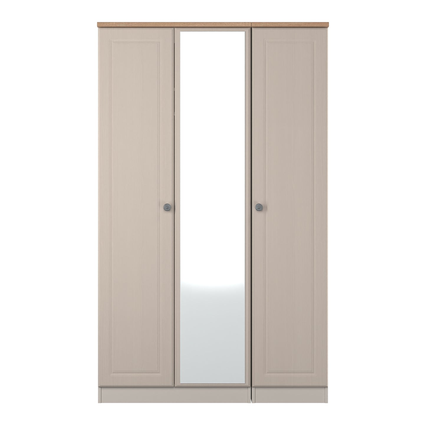 Norfolk Tall Mirror Wardrobe Off-white & Light Oak 1 Shelf 111cm