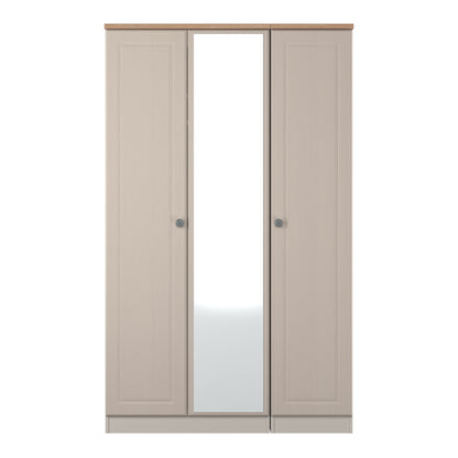 Norfolk Tall Mirror Wardrobe Off-white & Light Oak 1 Shelf 111cm