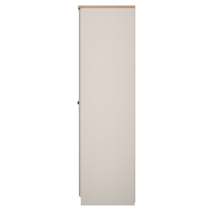 Norfolk Tall Mirror Wardrobe Off-white & Light Oak 1 Shelf 111cm