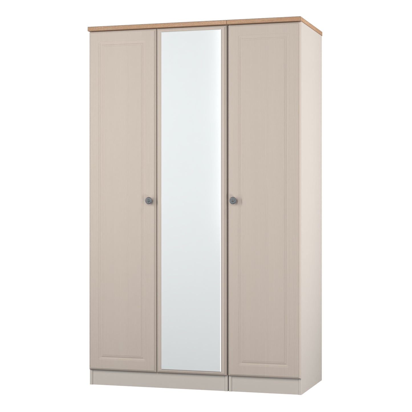 Norfolk Tall Mirror Wardrobe Off-white & Light Oak 1 Shelf 111cm
