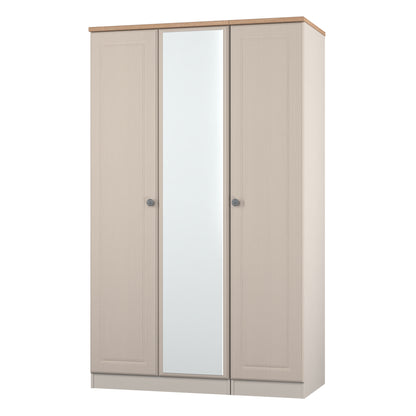 Norfolk Tall Mirror Wardrobe Off-white & Light Oak 1 Shelf 111cm
